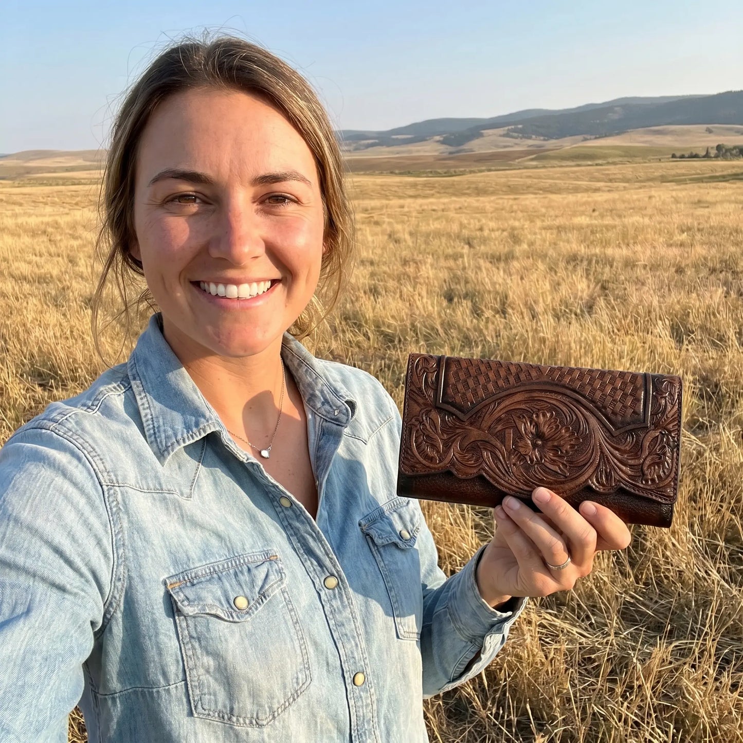 Floral Cowhide Wallet